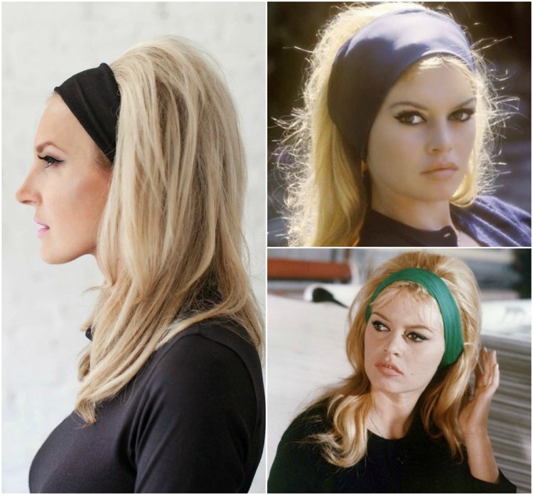 Účes Brigitte Bardot s čelenkou retro 60. roky