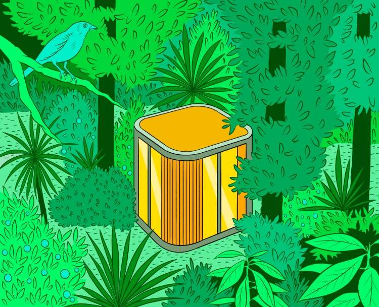 Reprezentácia malej domácej kancelárie v lese