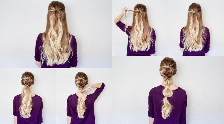 Účes s účesom v štýle Bubble Braids Účesy s falošnými vrkôčikmi Účes s dlhými vlasmi