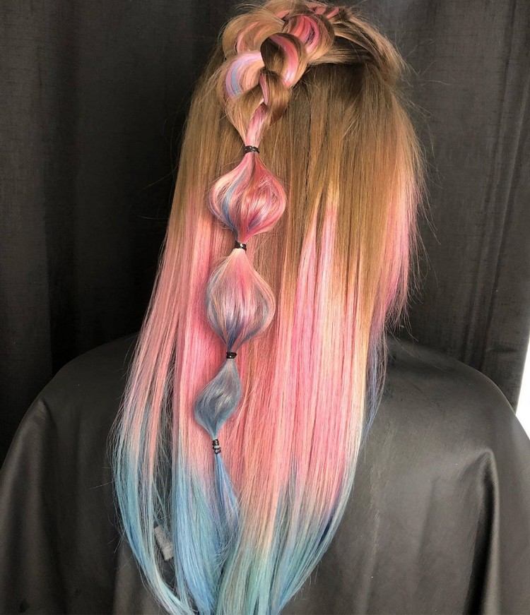 Účes v štýle Bubble Ombre Hair Trend Bubble Braids s pokynmi