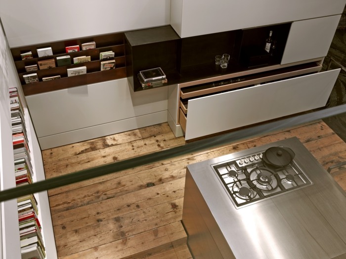 Plynový sporák-nerezový vzhľad-kuchyňa-od-Bulthaup-knižnice