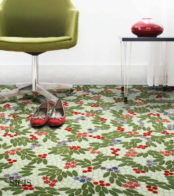 zelená a červená dlažba