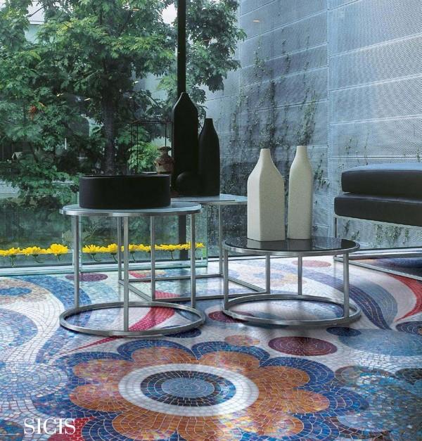 moderná dlažba s kvetinovým vzorom