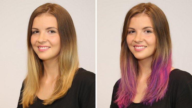 blond vlasy farbiť ružové tipy na krátky čas