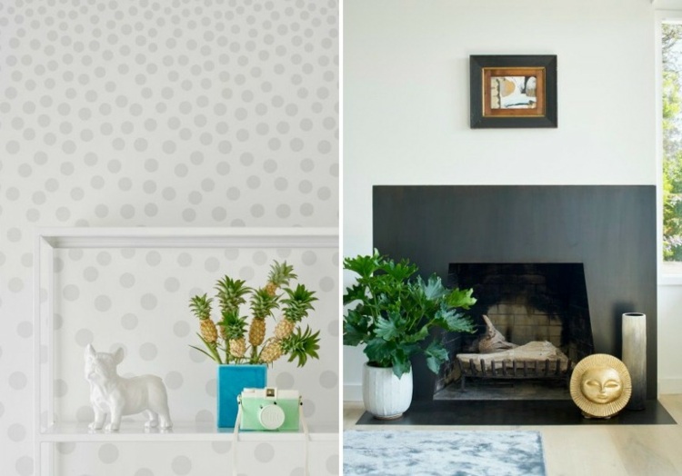 nápady-zdobenie-bodky-tapeta-romantický-ročník-ananás-váza-krb-čierna-rastlina