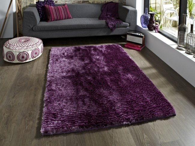 huňatý koberec magická fialová farba OCR londýnsky polyester mäkký ručne všívaný huňatý koberec magický purpurový OCR Londýn