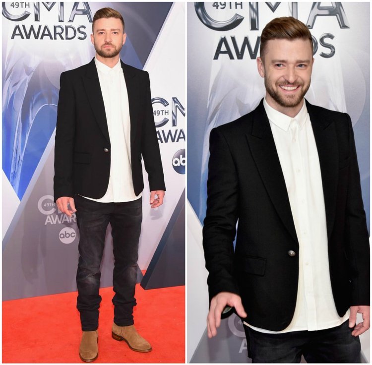 Neformálne pracovné pánske čierne rifle čižmy, bunda, biela košeľa