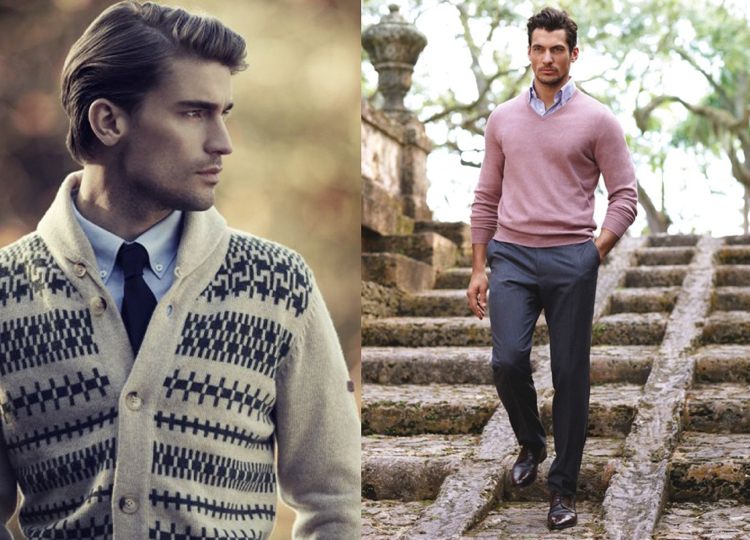 Príležitostne ležérny pánsky pulóver vrstvený pánsky vinár