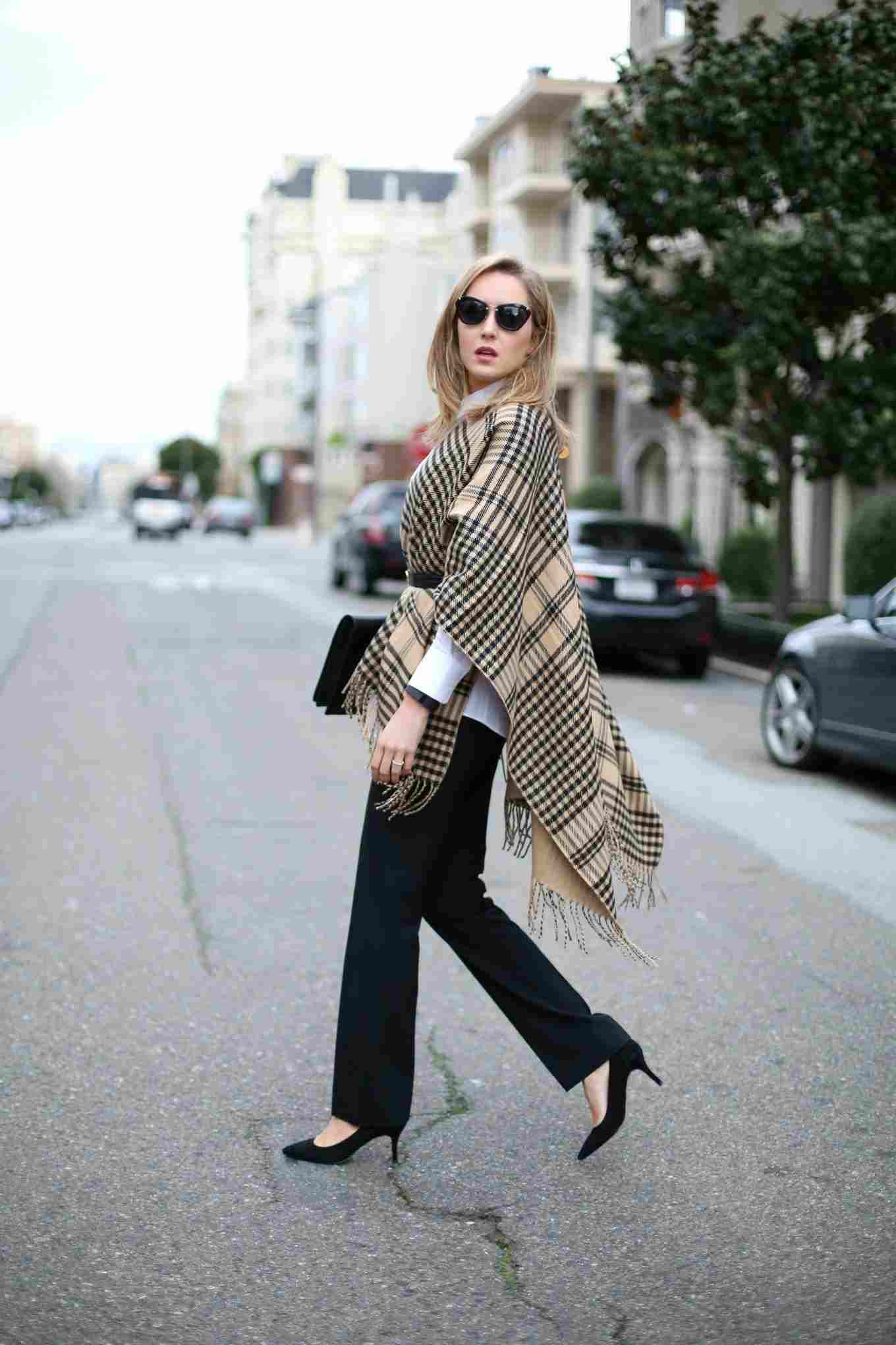 Skombinujte kancelársky vzhľad business outfit dámska zimná vlnená šatka