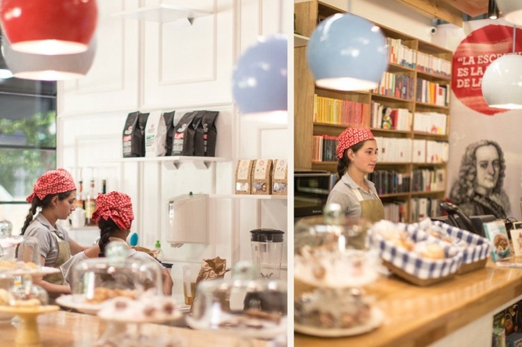 kaviareň kníhkupectvo káva dezert koláč interiér jasný nápad