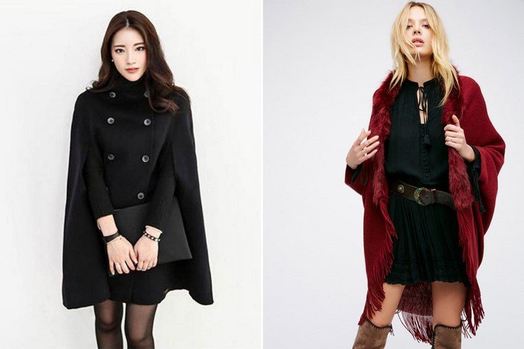 Kapucňa vytvára elegantný vzhľad a otvorený kardigan pončo pôsobí ležérne