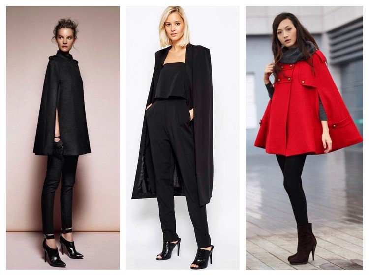 Kapucňový blejzer s čiernymi nohavicami, kombinézou a topánkami na vysokom podpätku