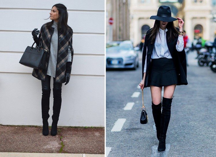 Kapucňový blejzer s čižmami nad kolená, legínami alebo minisukňou