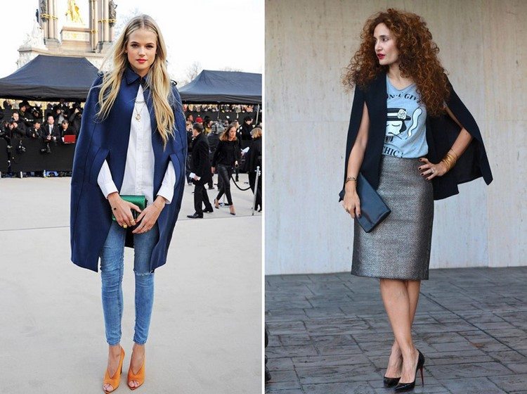 Noste plášťový plášť s džínsami alebo sukňou po kolená