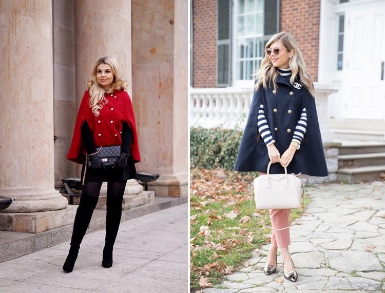 Cape kabát lichobežníkového tvaru s gombíkmi elegantného kancelárskeho vzhľadu