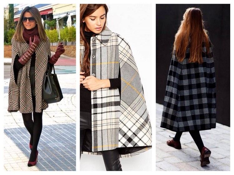 Kárované pelerínové legíny jesenná outfitová šatka