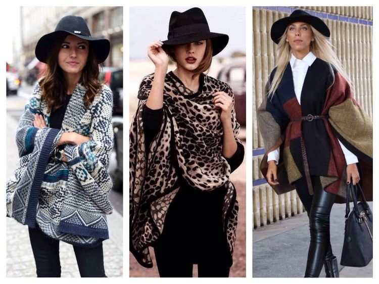 Skombinujte pončo do kompletného outfitu s klobúkom fedora