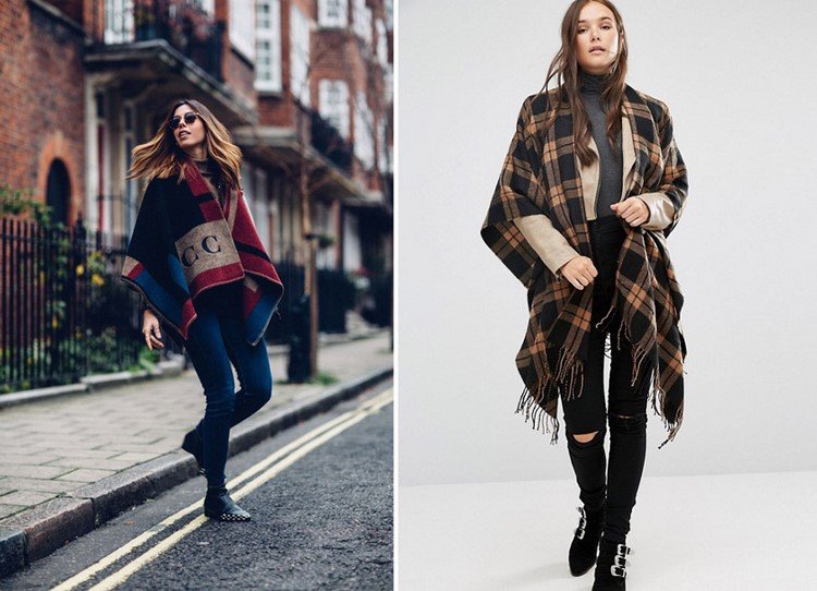 Skombinujte pončo s rolákom a plochými topánkami na každodenné nosenie