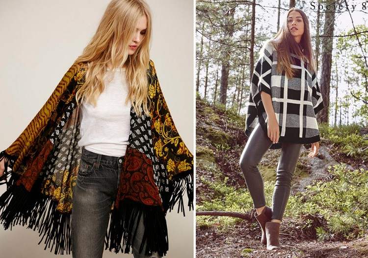 Pončo si oblečte k čiernym rifliam alebo koženým legínam