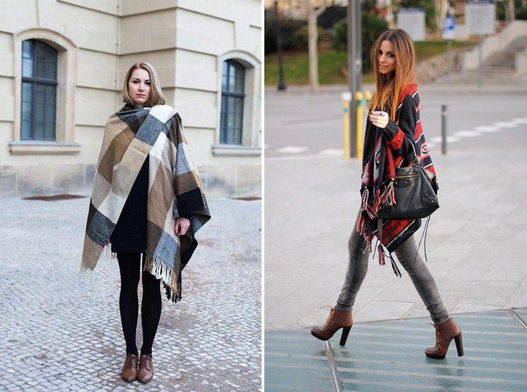 Poncho kombinovať každodenné hnedé topánky jeseň