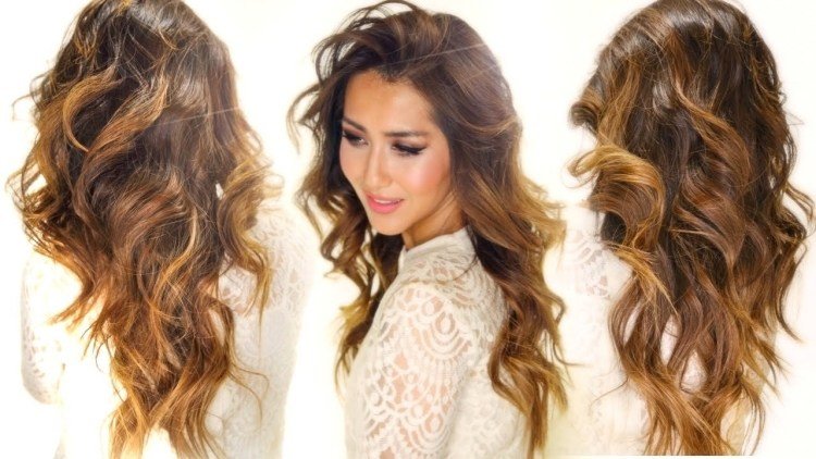 Dosiahnite a správne udržujte efekt ombre balayage hnedý karamel vlny tmavé dlhé vlasy