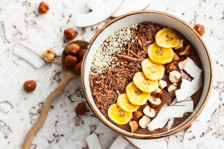 Smoothie Bowl Rezeote nízkokalorické zdravé raňajky