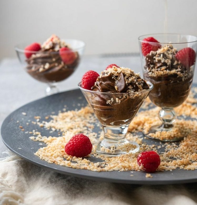 recepty na vegánsky čokoládový puding s avokádovou svätojánskou gumou