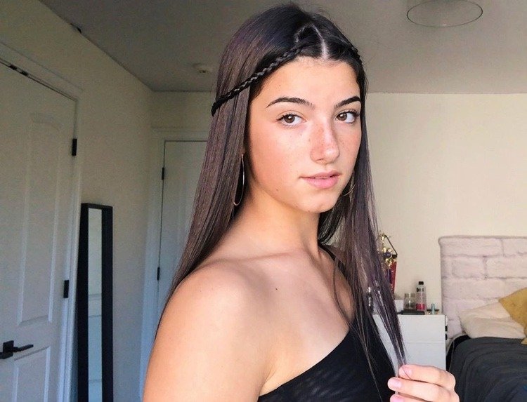 Účes s dlhými vlasmi Charli D'Amelio s bočným vrkočom