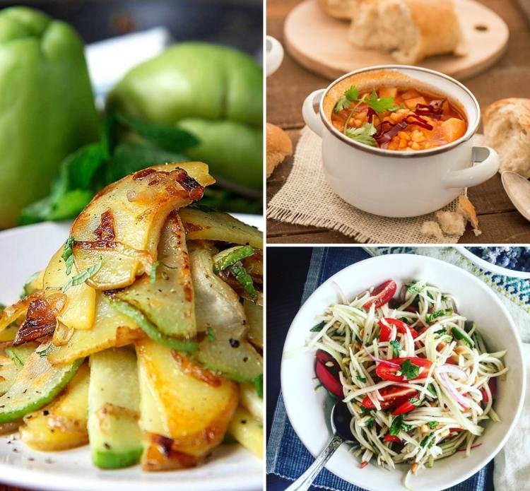 Chayote nápady na recepty na šaláty, polievky a hlavné jedlá