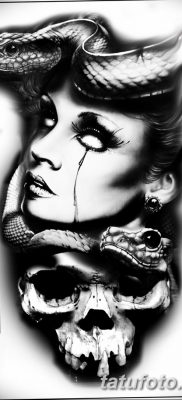 fekete -fehér vázlat egy tetoválásról egy nőnek 2019.03.09. №001 - tetoválóvázlat -