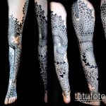 fekete tetoválás # 840 - a minta exkluzív változata, amely jól használható alakításra és fekete tetoválásra a combon