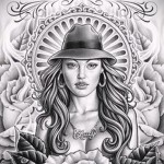 Chicano vázlata a karon lévő tetoválásról 1