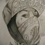 Chicano Skizze einer Tätowierung auf dem Arm 6