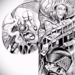 Chicano Skizze Tattoo Ärmel 1