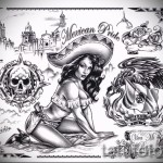 tetouage style d'esquisse Chicano 1