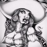 Chicano tetoválási vázlat lánynak 4