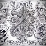 Chicano ujjú tetoválási vázlat 3