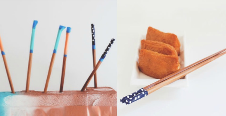 Čínske paličky -miešanie-korenie-zafarbenie-lak na nechty-nápad