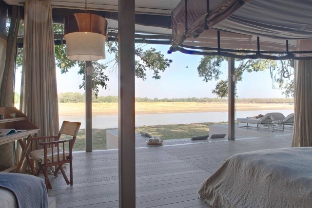 luxusná vila-afrika-juh-luangwa-národný park-spálňa-otvorená