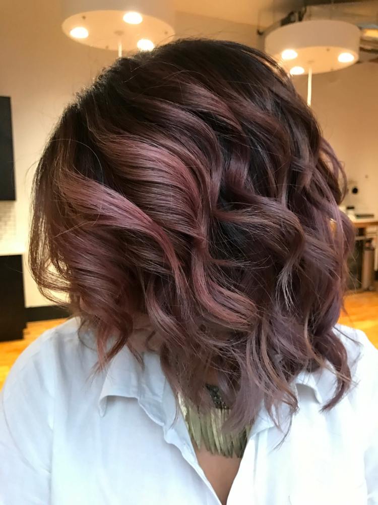 fialová-čokoládová-ružová-purpurovo-hnedá-prechodová-ombre-balayage-technika-styling