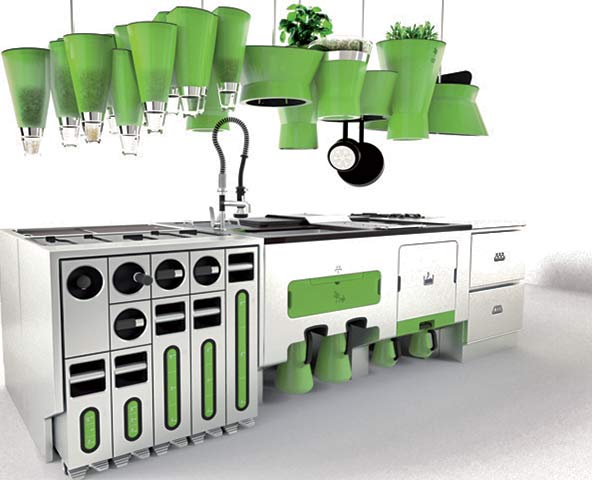 Vstavaná kuchyňa s oceľovým plechom