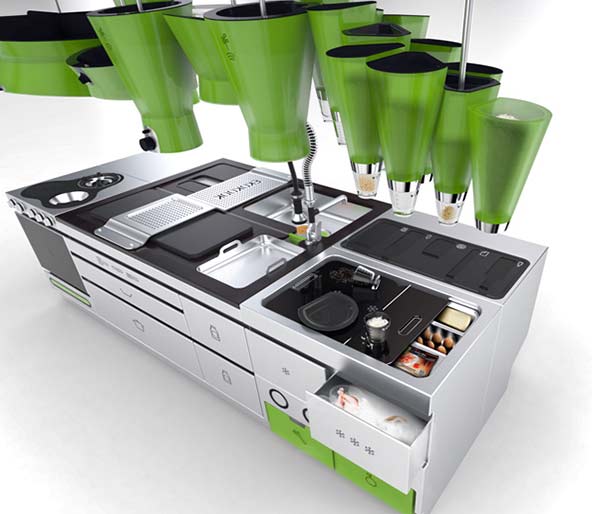 vzrušujúca kuchyňa so systémom recyklácie