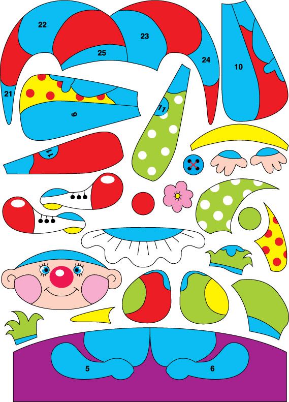 výroba klaunov zo stavebného papiera predloha materská škola