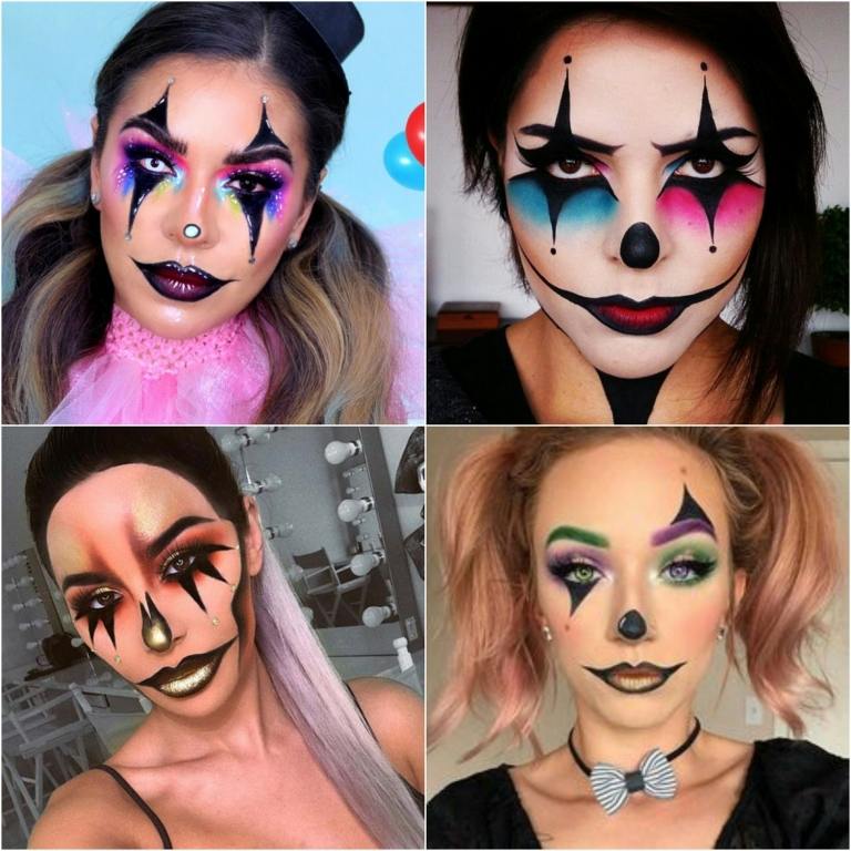 Klaun make -up žena jednoducho nápady kostýmu Halloween