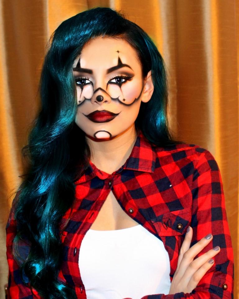 Klaun make -up žena jednoduché účesy pre dlhé vlasy rýchlo