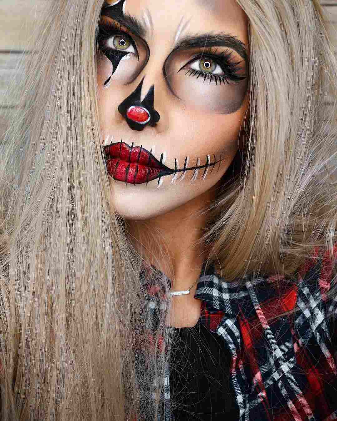 Klaunské líčenie pre ženy Pokyny Halloween makeup žena jednoduchá