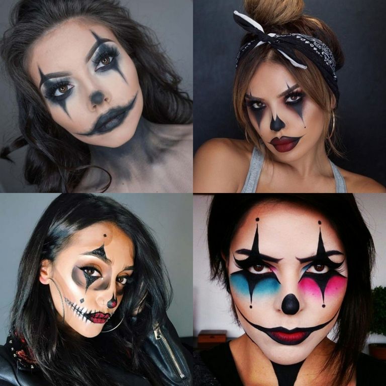 Klaunský make-up pre ženy Nápady na Halloweenske líčenie jednoduché