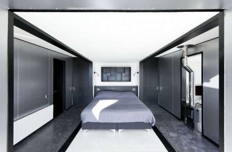 Zariaďte si modernú minimalistickú spálňu Kontajner-byt-architekt dom-nápady-Sebastián-Irarrázaval