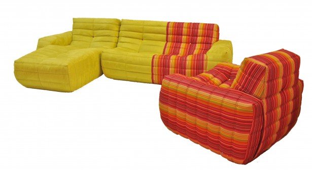 dizajnová rohová sedacia súprava čalúnenie kreslo limetkovo zelené oruga