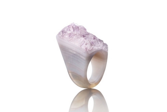 dizajnérske prstene z bieleho fialového kryštálu od joya